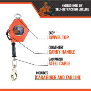 HYBRID HOG SERIES SELF-RETRACTING LIFELINES CLASS A & B 30' - Image 3